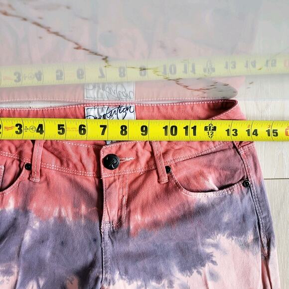Revolution Revolt Jeans Womens 1 Pink Tie Dye Straight Leg Tapered Pants 27x28 - Picture 6 of 13